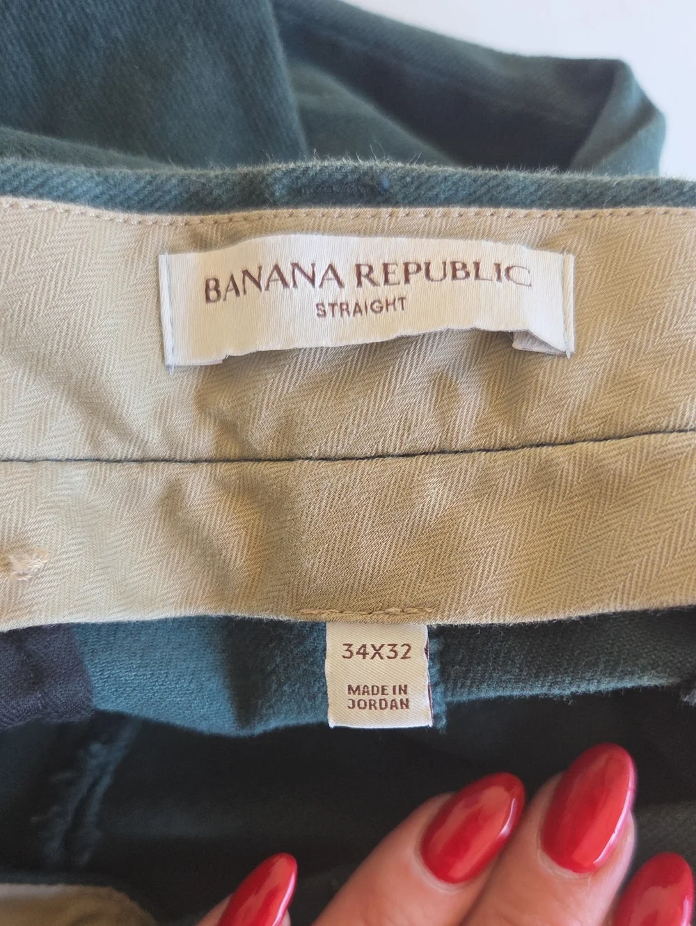 NWT Banana Republic Men's Green Italian Stretch Chino straight fit 34 X 32 New